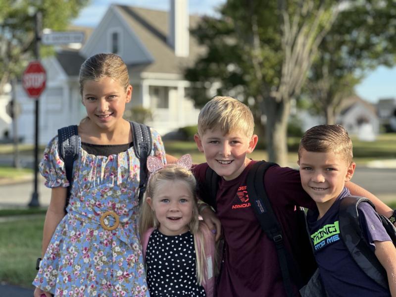 This Lewes Elementary crew is ready for school! Gathered are (l-r) Leah Jaffe, fourth grade; Addison Brown, kindergarten; Christopher Brown, third grade; and Landon Jaffe, first grade. MELISSA JAFFE PHOTO